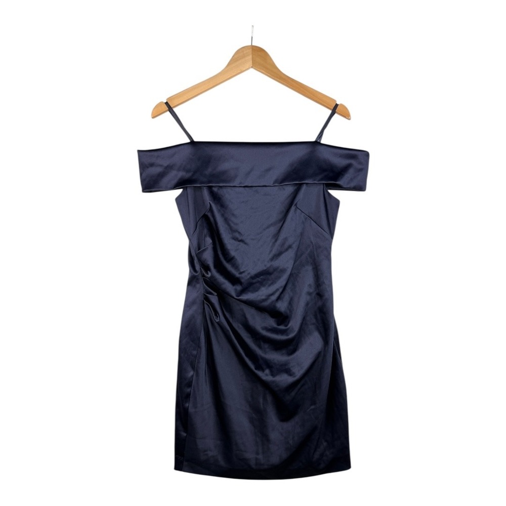 Eliza‎ J Satin Off the Shoulder Cocktail Dress size 10 Black